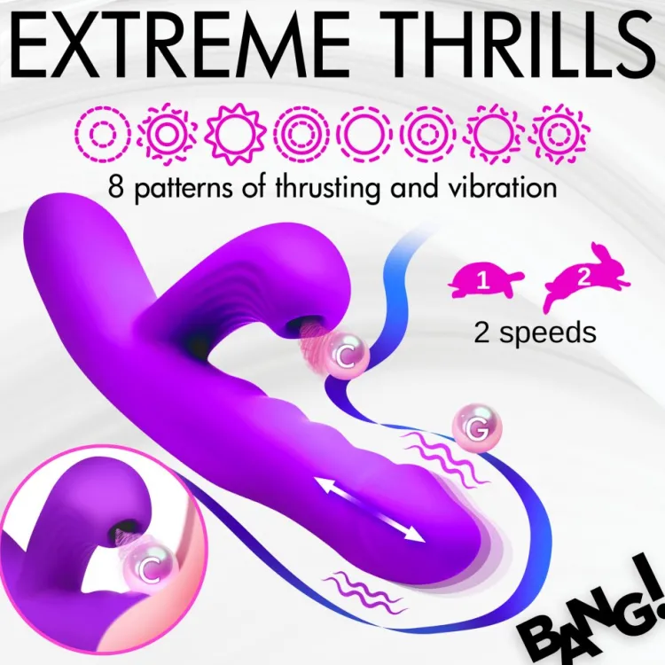 Bang Rabbit & Dual Stimulation Vibrators | Silicone Vibrators>Thrusting and Sucking Silicone Rabbit Vibrator