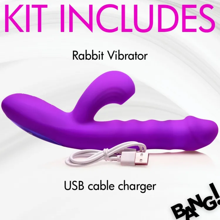 Bang Rabbit & Dual Stimulation Vibrators | Silicone Vibrators>Thrusting and Sucking Silicone Rabbit Vibrator