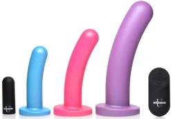 Strap U Anal Pegging Toys | Silicone Dildos>Triple Peg 28X Vibrating Silicone Dildo Set with Remote Control