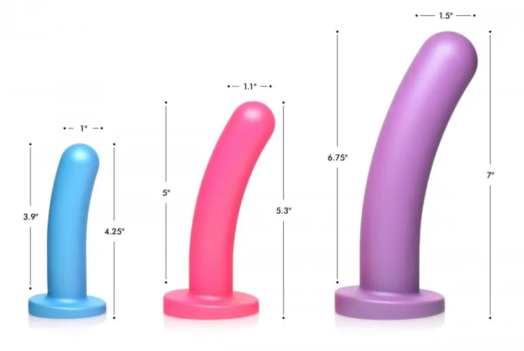 Strap U Anal Pegging Toys | Silicone Dildos>Triple Peg 28X Vibrating Silicone Dildo Set with Remote Control