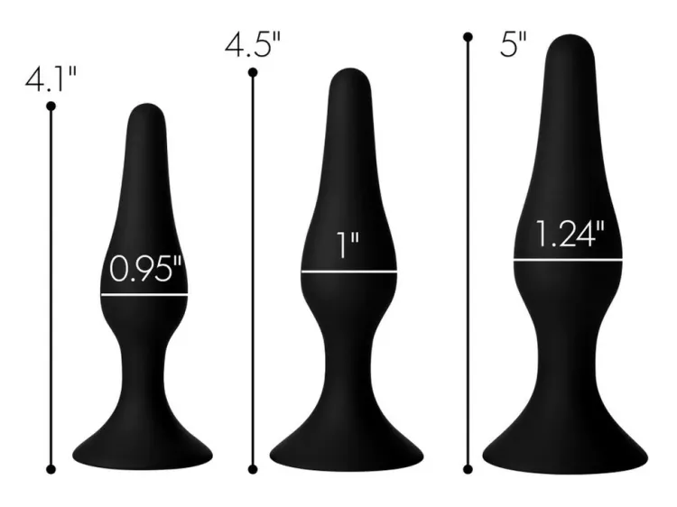 Master Series Anal Starter Toys | Butt Plugs>Triple Spire Tapered Silicone Anal Trainer Set