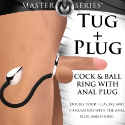 Master Series Cock & Ball Devices | Unique Anal Toys>Tug + Plug Cock & Ball Ring with Anal Plug