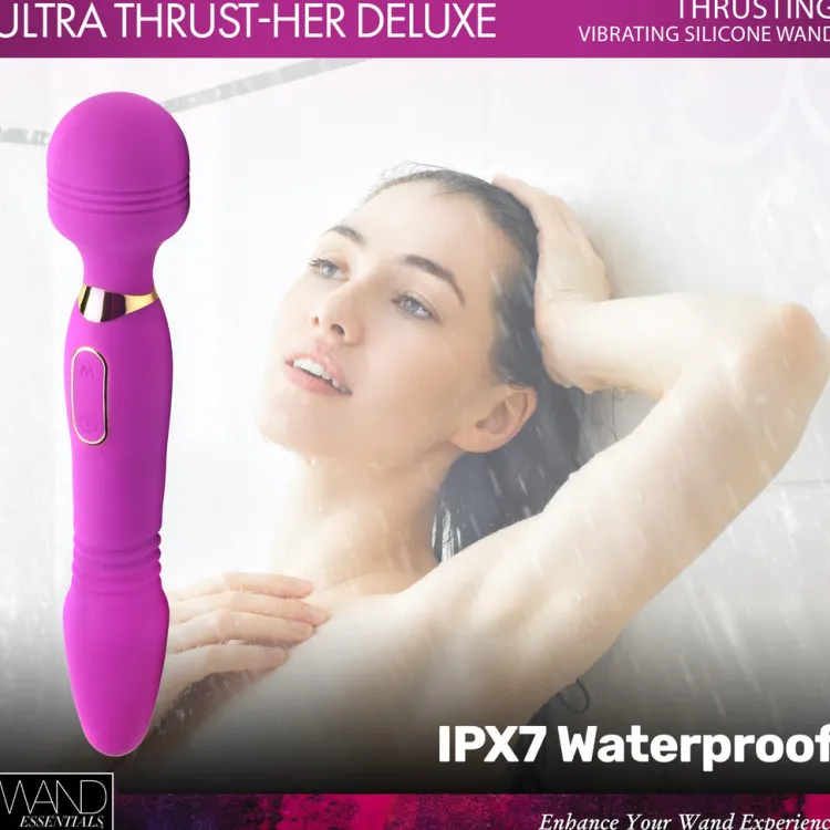 Wand Essentials Luxury Toys | Silicone Vibrators>Ultra Thrust-Her Deluxe Thrusting and Vibrating Silicone Wand