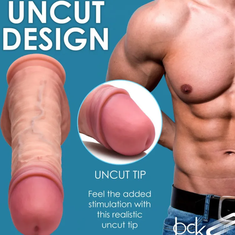 Jock Ultra Realistic Sex Toys | Silicone Dildos>Uncut Dual Density Silicone Dildo w/ Balls
