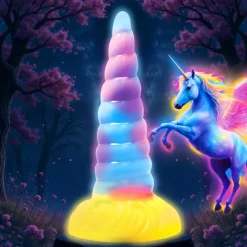 Creature Cocks Silicone Dildos | Vibrating Dildos>Unicorn Glow-in-the-Dark Vibrating Silicone Dildo