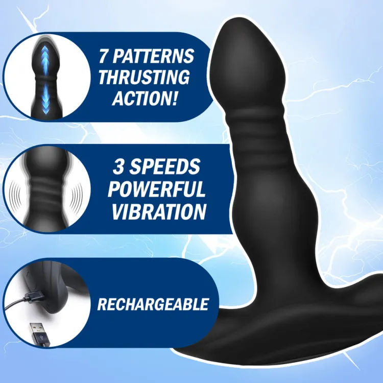 Thunderplugs Vibrating Butt Plugs | Butt Plugs>Vibrating and Thrusting Remote Control Silicone Anal Plug