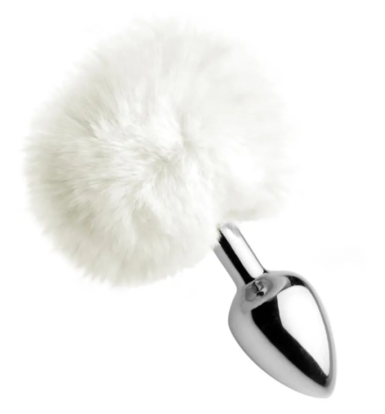 Tailz Sensation Play, Tools & Accessories | Butt Plug Tails>White Fluffy Bunny Tail Anal Plug