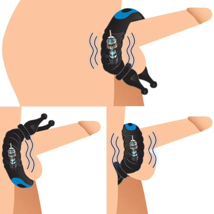 Trinity Vibes Penis Rings | Cock Ring Vibrators>10X Cobra Dual Stimulation Silicone Cock Ring