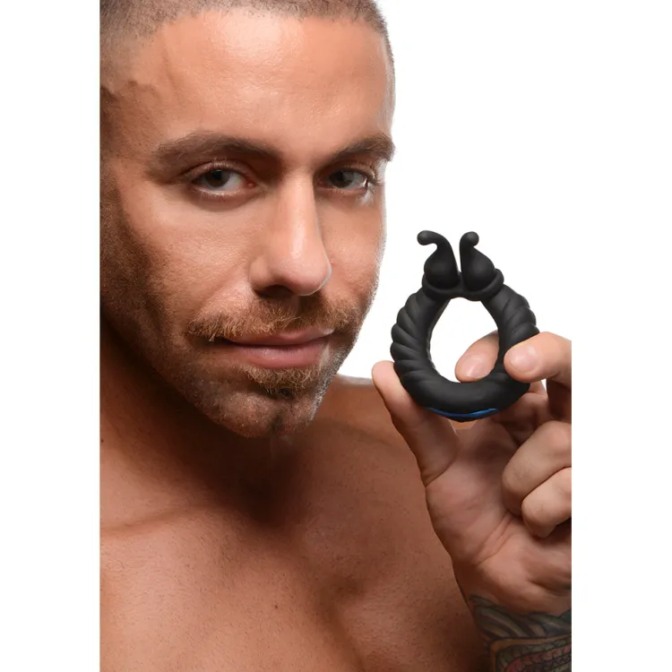Trinity Vibes Penis Rings | Cock Ring Vibrators>10X Cobra Dual Stimulation Silicone Cock Ring