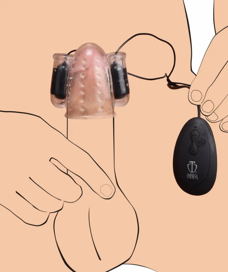 Trinity Vibes Cock & Ball Devices | Rechargeable Vibrators>20X Deluxe Dual Vibrating Head Teaser