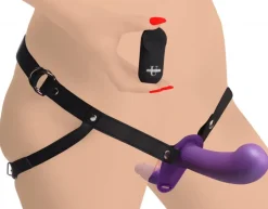 Strap U Anal Pegging Toys | Silicone Dildos>28X Double Diva 2 Inch Double Dildo with Harness and Remote Control