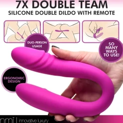 Inmi Silicone Dildos | Vibrating Dildos>7X Double Team Silicone Double Dildo with Remote