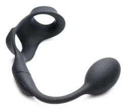 Alpha Pro Cock & Ball Devices | Unique Anal Toys>10X P-Bomb Silicone Cock and Ball Ring with Vibrating Anal Plug