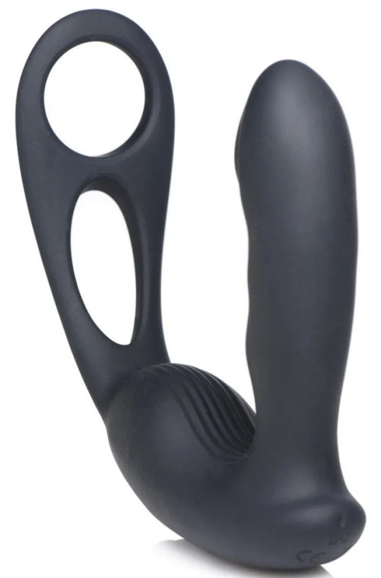 Alpha Pro Unique Anal Toys | Prostate Massagers>7X P-Strap Milking and Vibrating Prostate Stimulator with Cock and Ball Harness