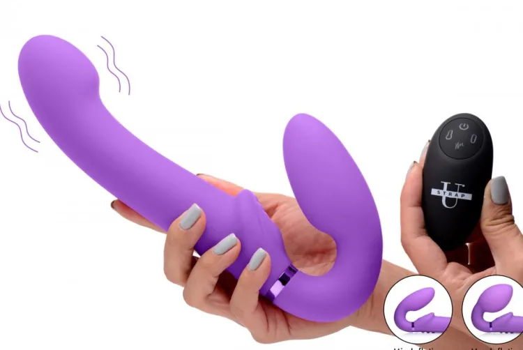 Strap U Luxury Toys | Anal Pegging Toys>10X Remote Control Ergo-Fit Clit Pulse Inflatable and Vibrating Strapless Strap-on