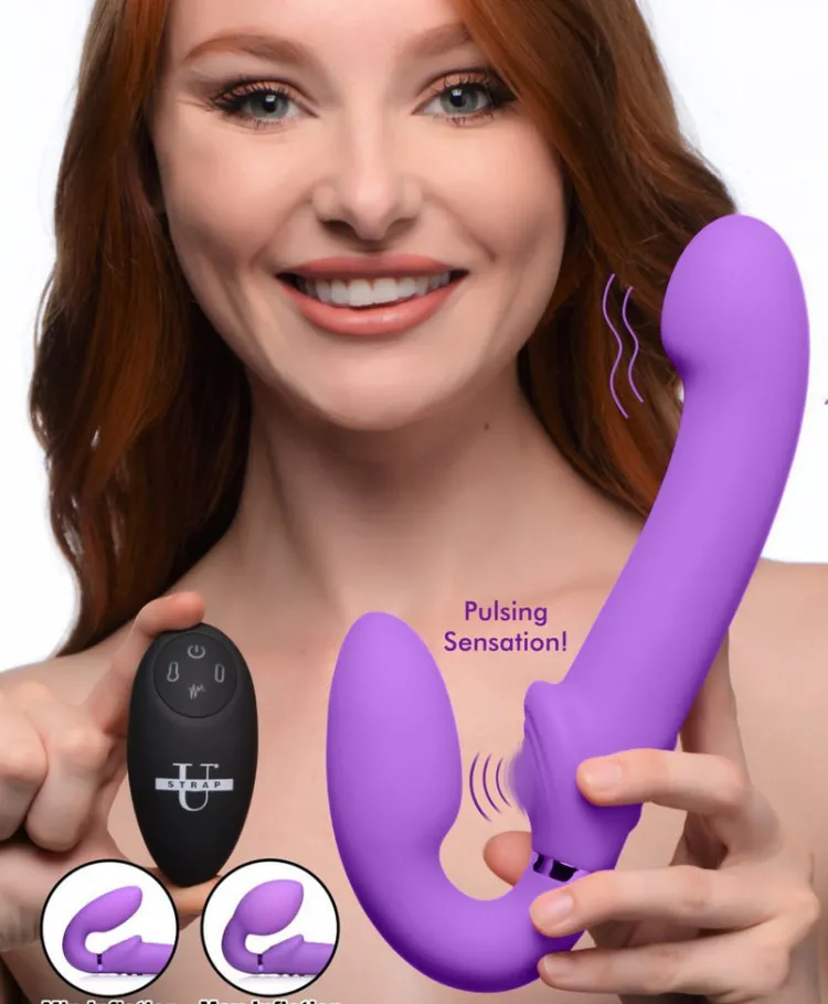Strap U Luxury Toys | Anal Pegging Toys>10X Remote Control Ergo-Fit Clit Pulse Inflatable and Vibrating Strapless Strap-on