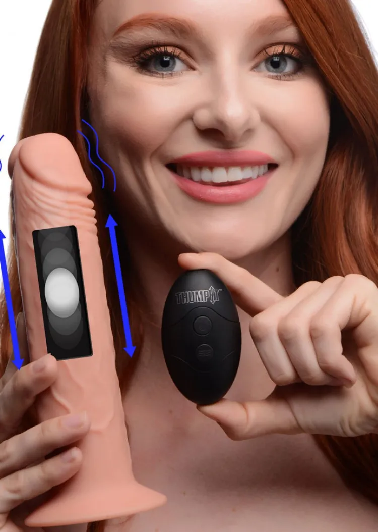 Thump Its Anal Pegging Toys | Silicone Dildos>7X Remote Control Vibrating and Thumping Dildo