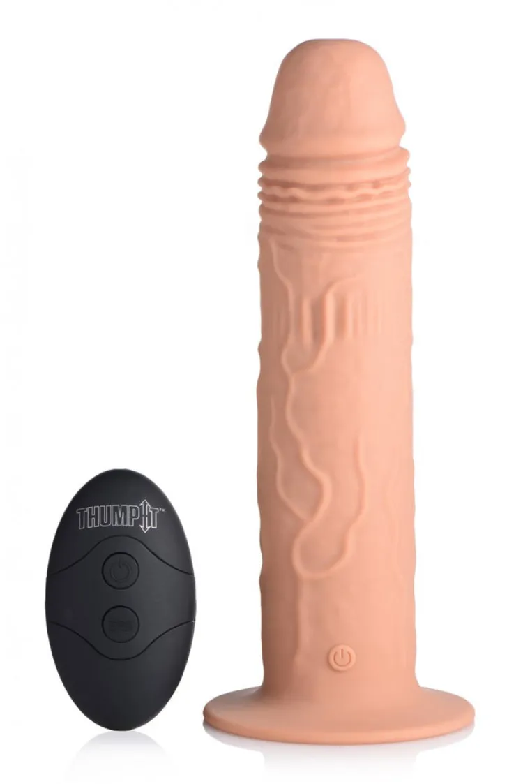 Thump Its Anal Pegging Toys | Silicone Dildos>7X Remote Control Vibrating and Thumping Dildo