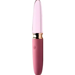 Prisms Erotic Glass Dual Penetration Vibrators | Silicone Vibrators>10X Rosé Dual Ended Smooth Silicone and Glass Vibrator
