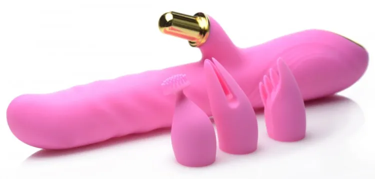 Inmi Insertable & Realistic Dildo Vibrators | Rabbit & Dual Stimulation Vibrators>10X Versa-Thrust Vibrating and Thrusting Silicone Rabbit with 3 Attachments