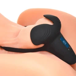 Trinity Vibes Luxury Toys | Cock & Ball Devices>10X Vibrating Silicone Cock Ring with Taint Stim and Remote