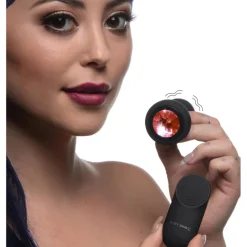 Booty Sparks Jewel Butt Plugs | Vibrating Butt Plugs>28X Vibrating Silicone Pink Gem Anal Plug