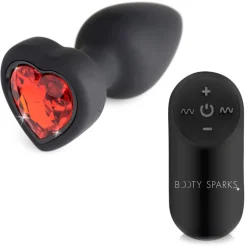 Booty Sparks Jewel Butt Plugs | Vibrating Butt Plugs>28X Vibrating Silicone Red Heart Anal Plug