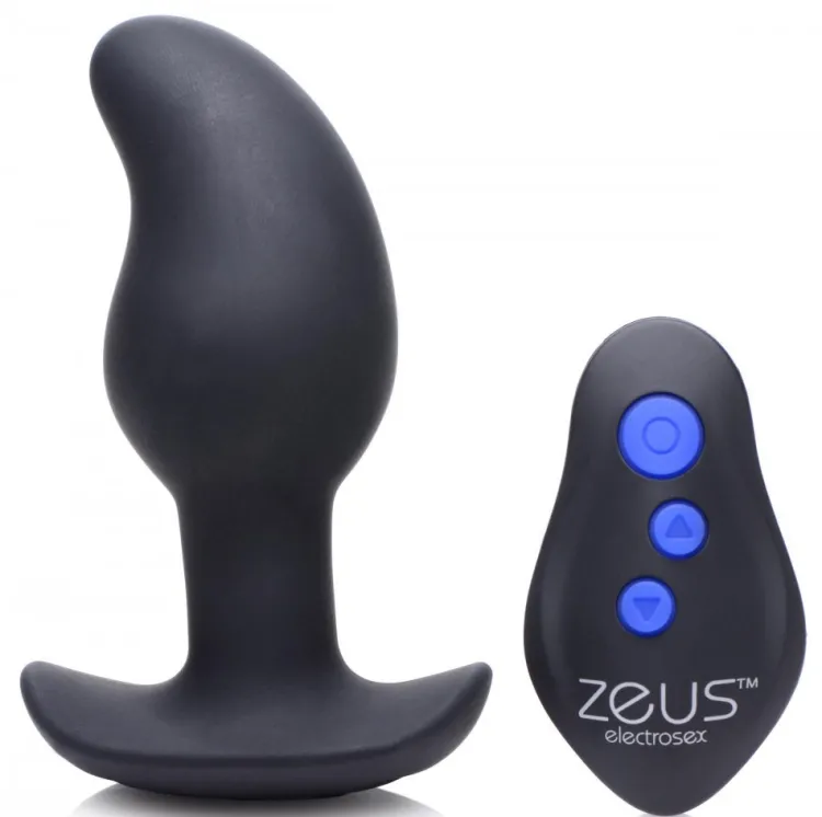 Zeus Electrosex Electro Sex | Vibrating Butt Plugs>8X Volt Drop Vibrating and E-Stim Silicone Prostate Massager with Remote