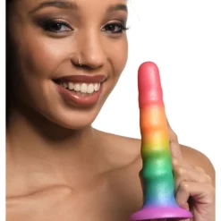 Curve Toys Anal Pegging Toys | Non-Representational Dildos>Zigzag Rainbow Silicone Dildo